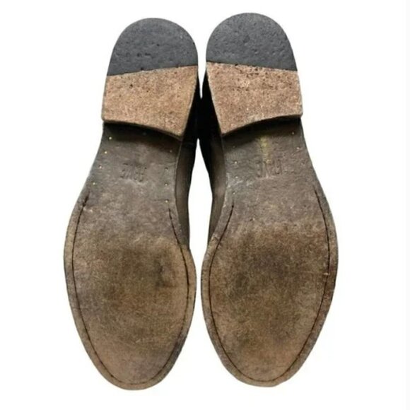 Frye Melissa Button Taupe/Brown Distressed Leather Riding Boots - Size 8 - Picture 7 of 10